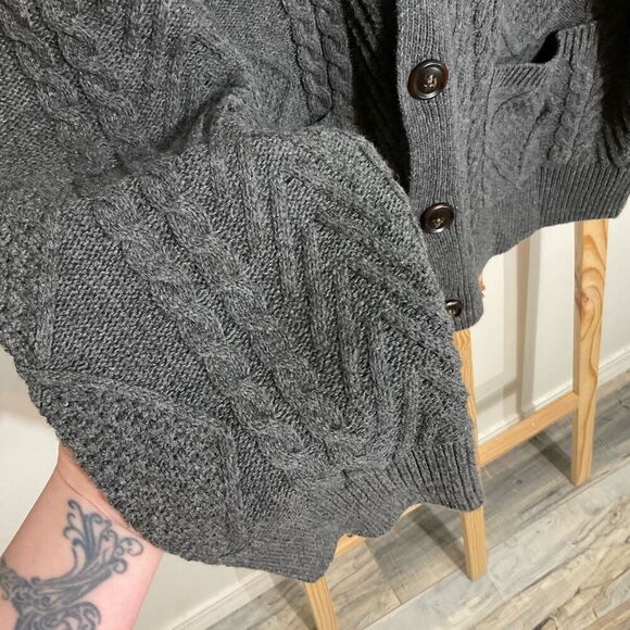 Sweater fall, casual, long sleeve shell collar buttons down cableknit cardigan s - Picture 3 of 4